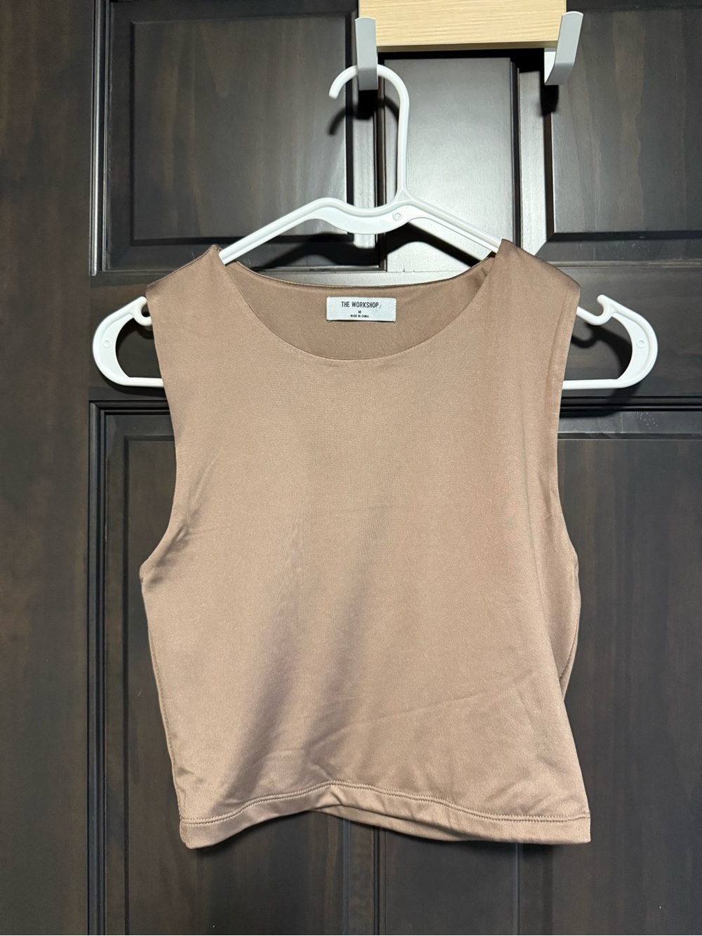 Workshop Republic Clothing Taupe Sleeveless Crop Top